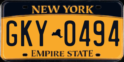 NY license plate GKY0494