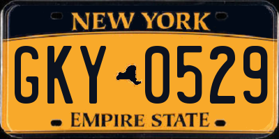 NY license plate GKY0529