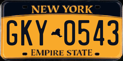 NY license plate GKY0543