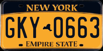NY license plate GKY0663