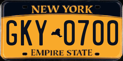 NY license plate GKY0700