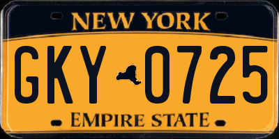 NY license plate GKY0725