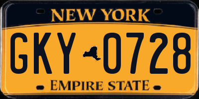 NY license plate GKY0728