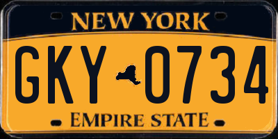 NY license plate GKY0734