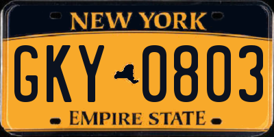 NY license plate GKY0803
