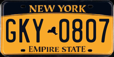 NY license plate GKY0807