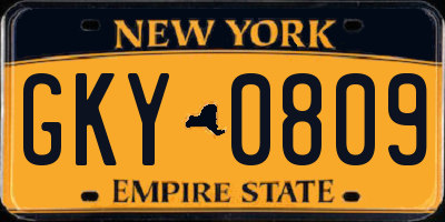 NY license plate GKY0809