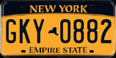 NY license plate GKY0882
