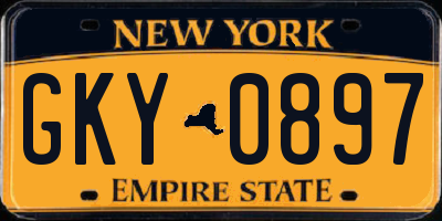 NY license plate GKY0897