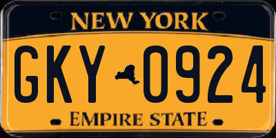 NY license plate GKY0924