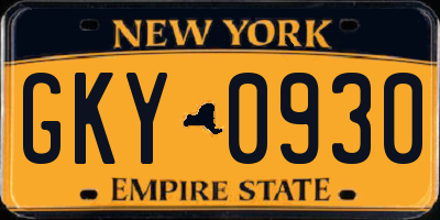 NY license plate GKY0930