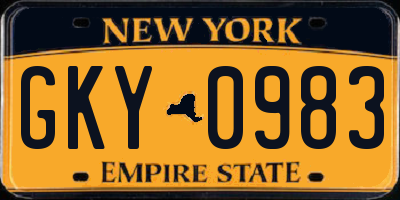 NY license plate GKY0983
