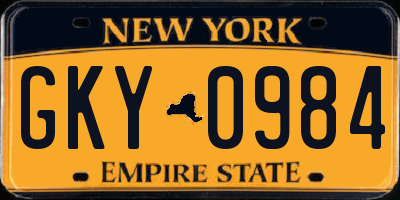 NY license plate GKY0984