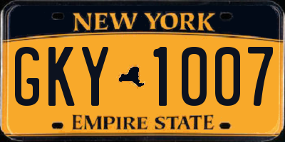 NY license plate GKY1007