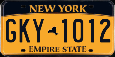 NY license plate GKY1012