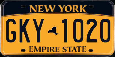 NY license plate GKY1020