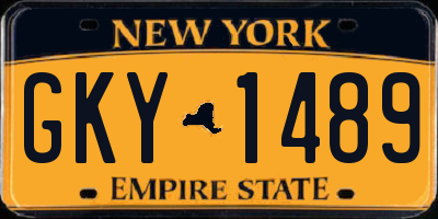 NY license plate GKY1489