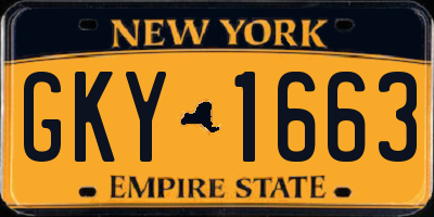 NY license plate GKY1663