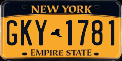 NY license plate GKY1781