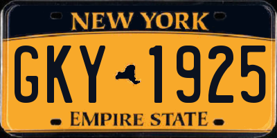 NY license plate GKY1925