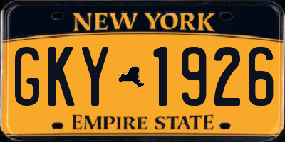 NY license plate GKY1926