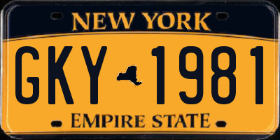 NY license plate GKY1981