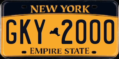 NY license plate GKY2000