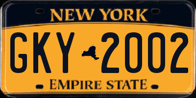 NY license plate GKY2002