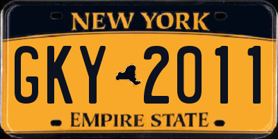 NY license plate GKY2011