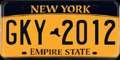 NY license plate GKY2012