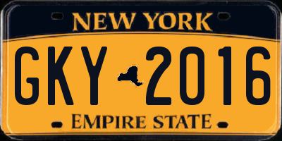 NY license plate GKY2016