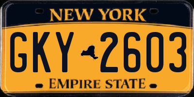 NY license plate GKY2603