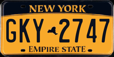 NY license plate GKY2747