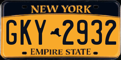 NY license plate GKY2932