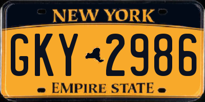 NY license plate GKY2986