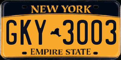 NY license plate GKY3003