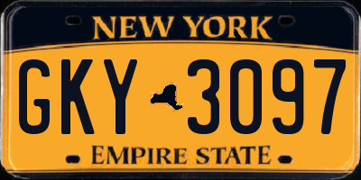 NY license plate GKY3097