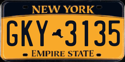 NY license plate GKY3135