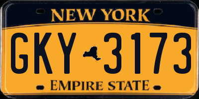 NY license plate GKY3173