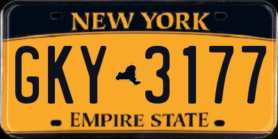 NY license plate GKY3177
