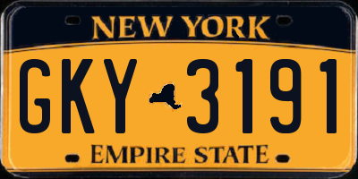 NY license plate GKY3191