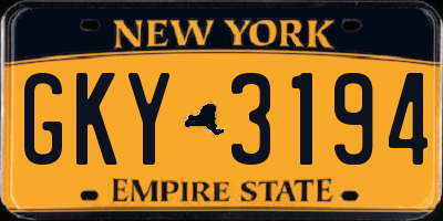 NY license plate GKY3194