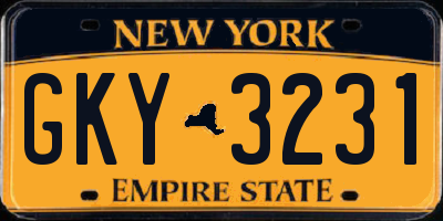 NY license plate GKY3231