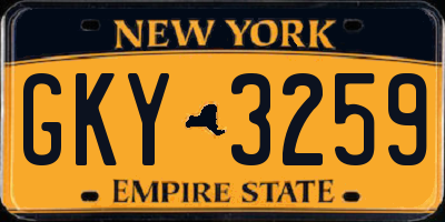NY license plate GKY3259