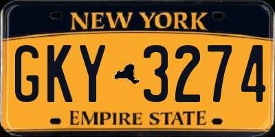 NY license plate GKY3274