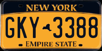 NY license plate GKY3388