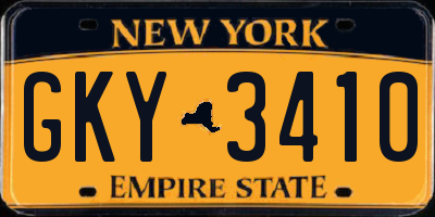 NY license plate GKY3410