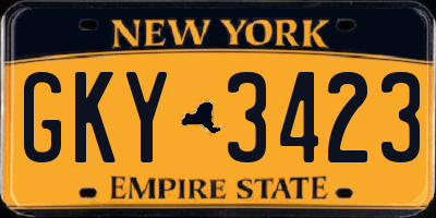 NY license plate GKY3423