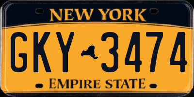 NY license plate GKY3474