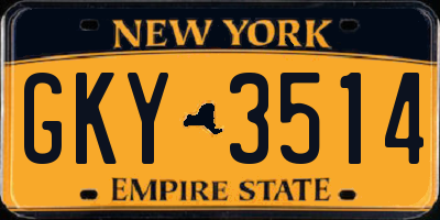 NY license plate GKY3514